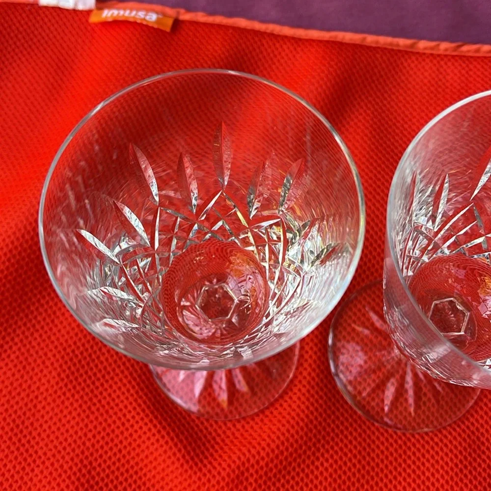 Set of 2 Vintage Crystal Waterford Wine Glasses..Lismore Pattern signed